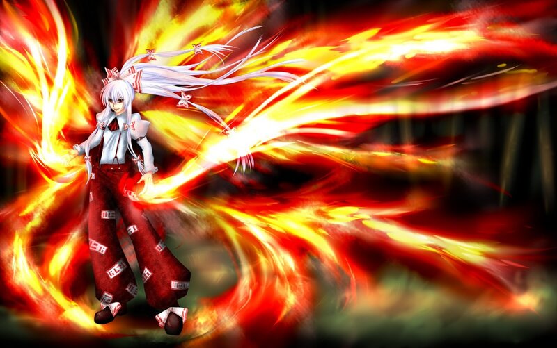 Anime Character with Fire — Red