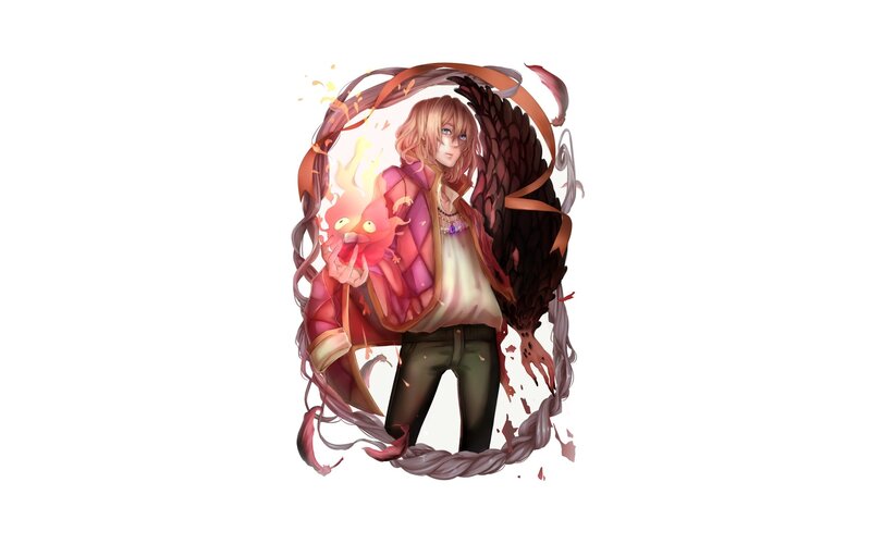 anime character with fire spirit