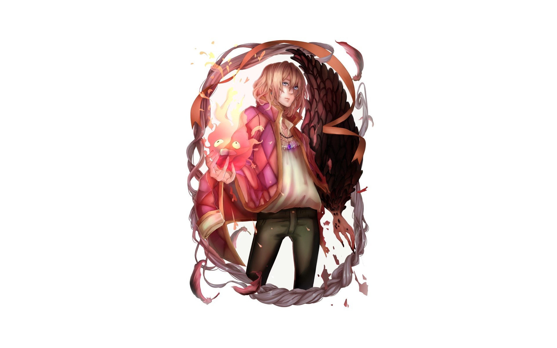 anime character with fire spirit