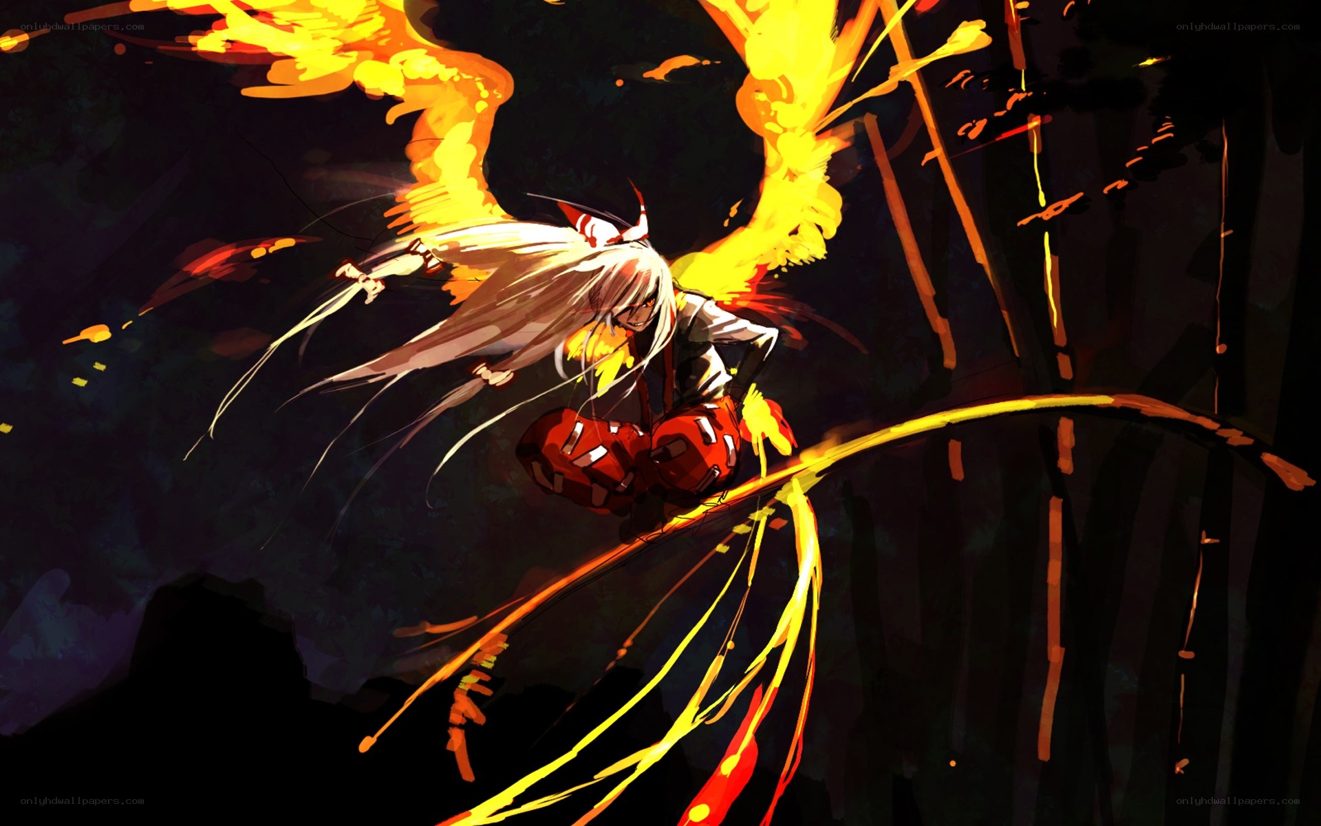 anime character with fire wings
