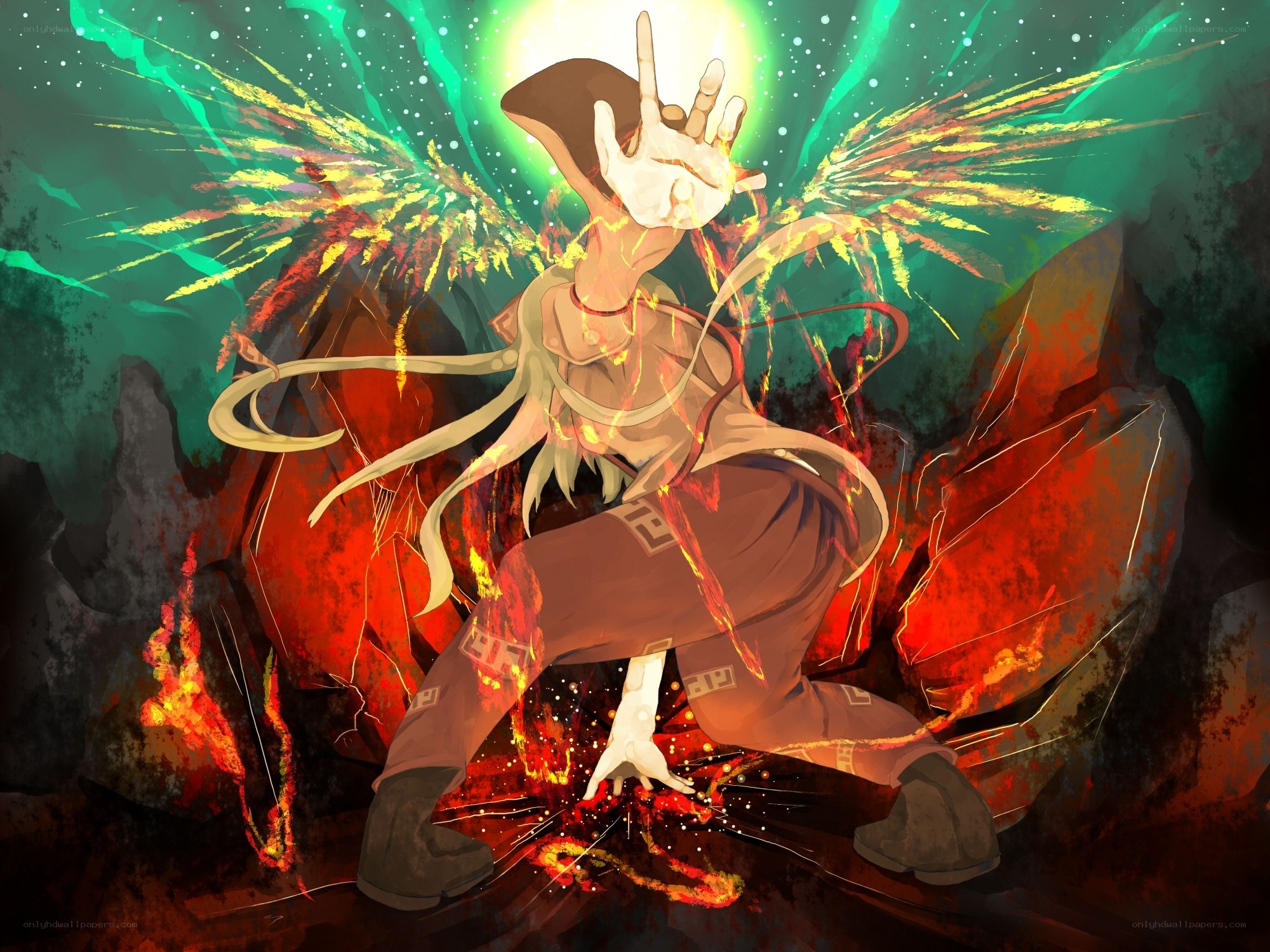 Anime character with fire wings