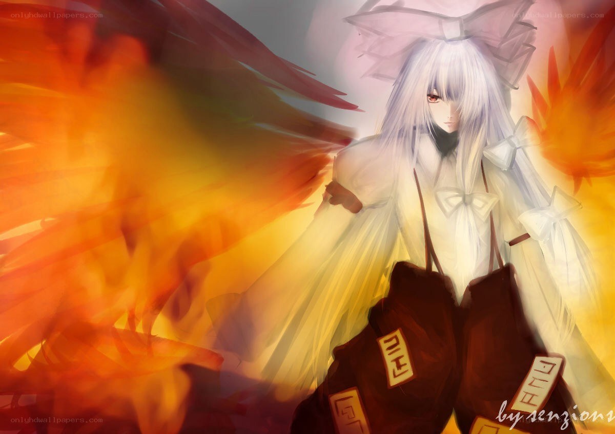 anime character with fire wings