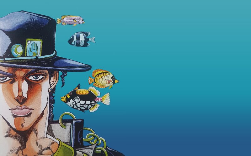 Anime Character with Fish — Blue, Dramatic