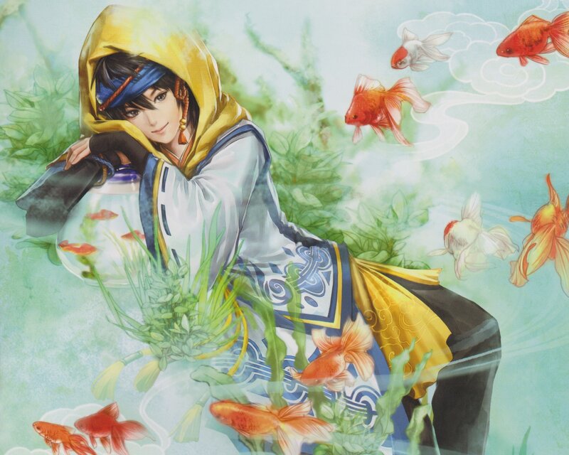 Anime Character with Fish — Yellow