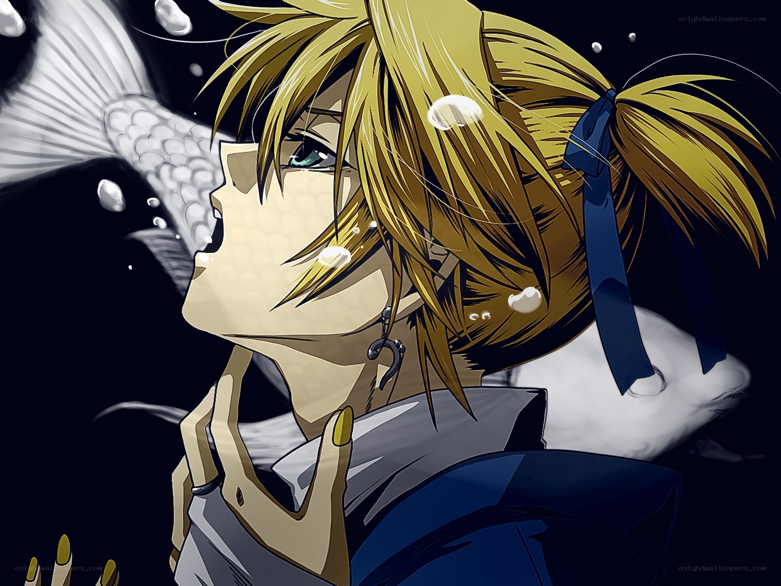 anime character with fish