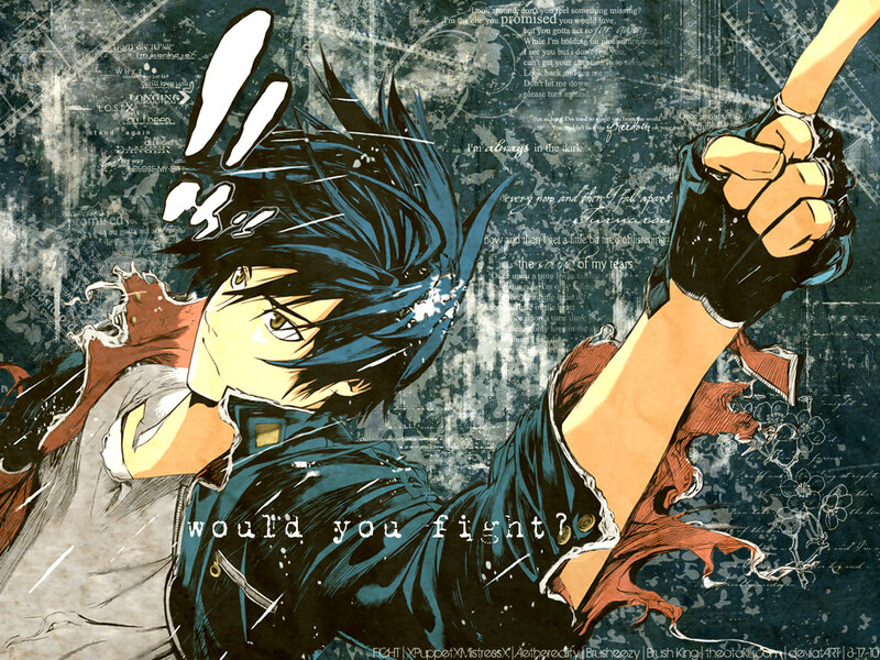 anime character with fist raised
