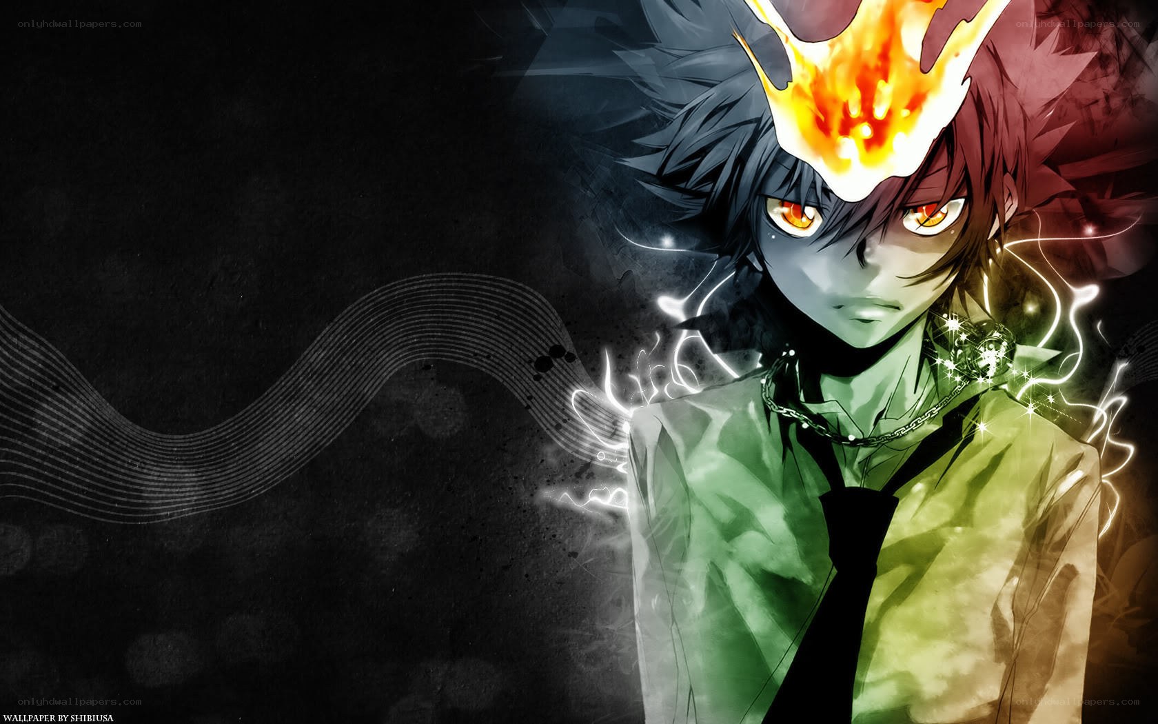 anime character with flame crown