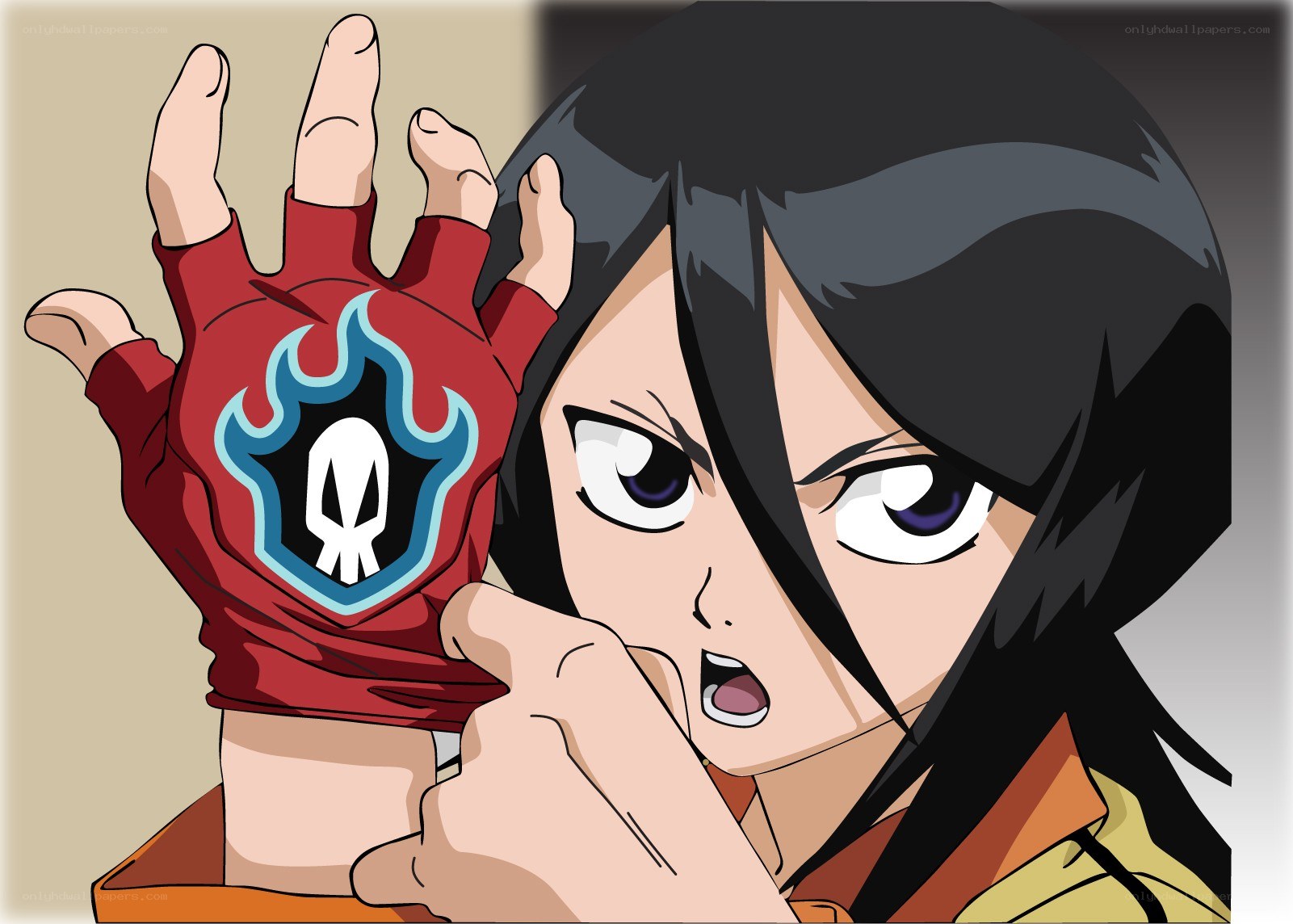 anime character with flame glove