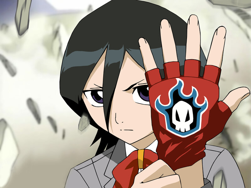 anime character with flame glove