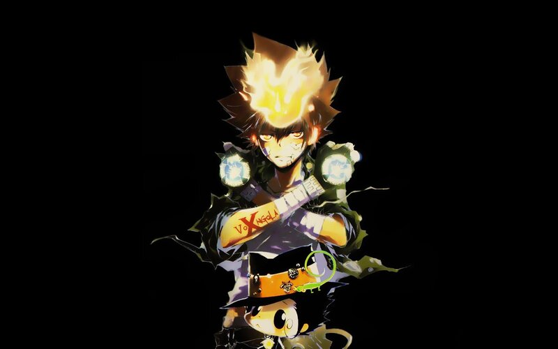 anime character with flame hair