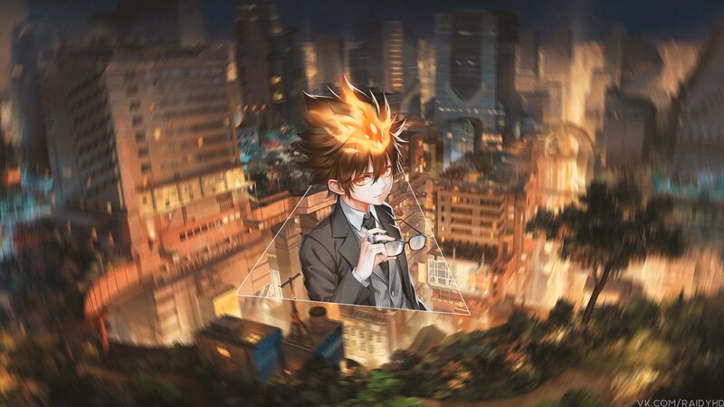 Anime Character with Flame Hair — Orange