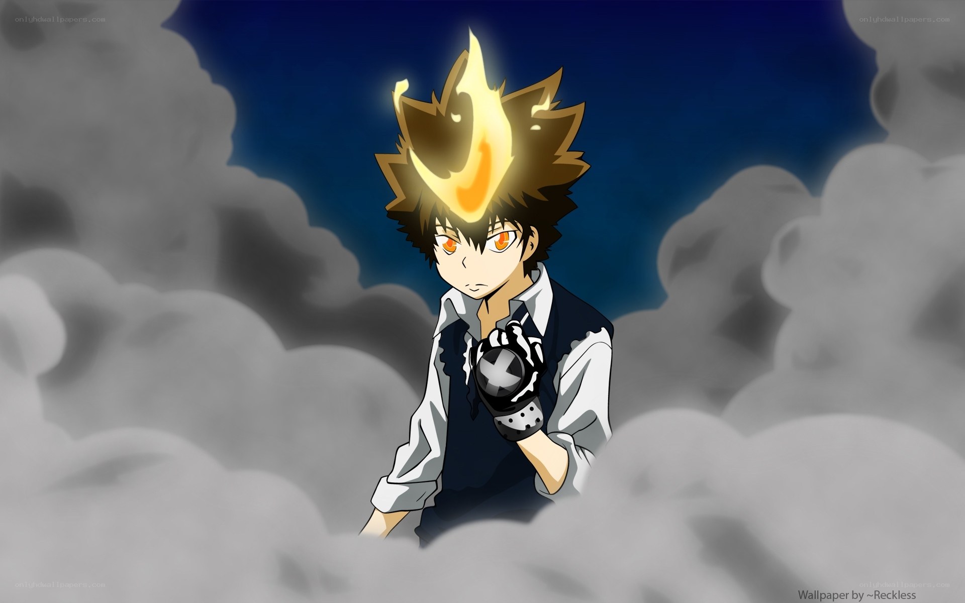 anime character with flame hair