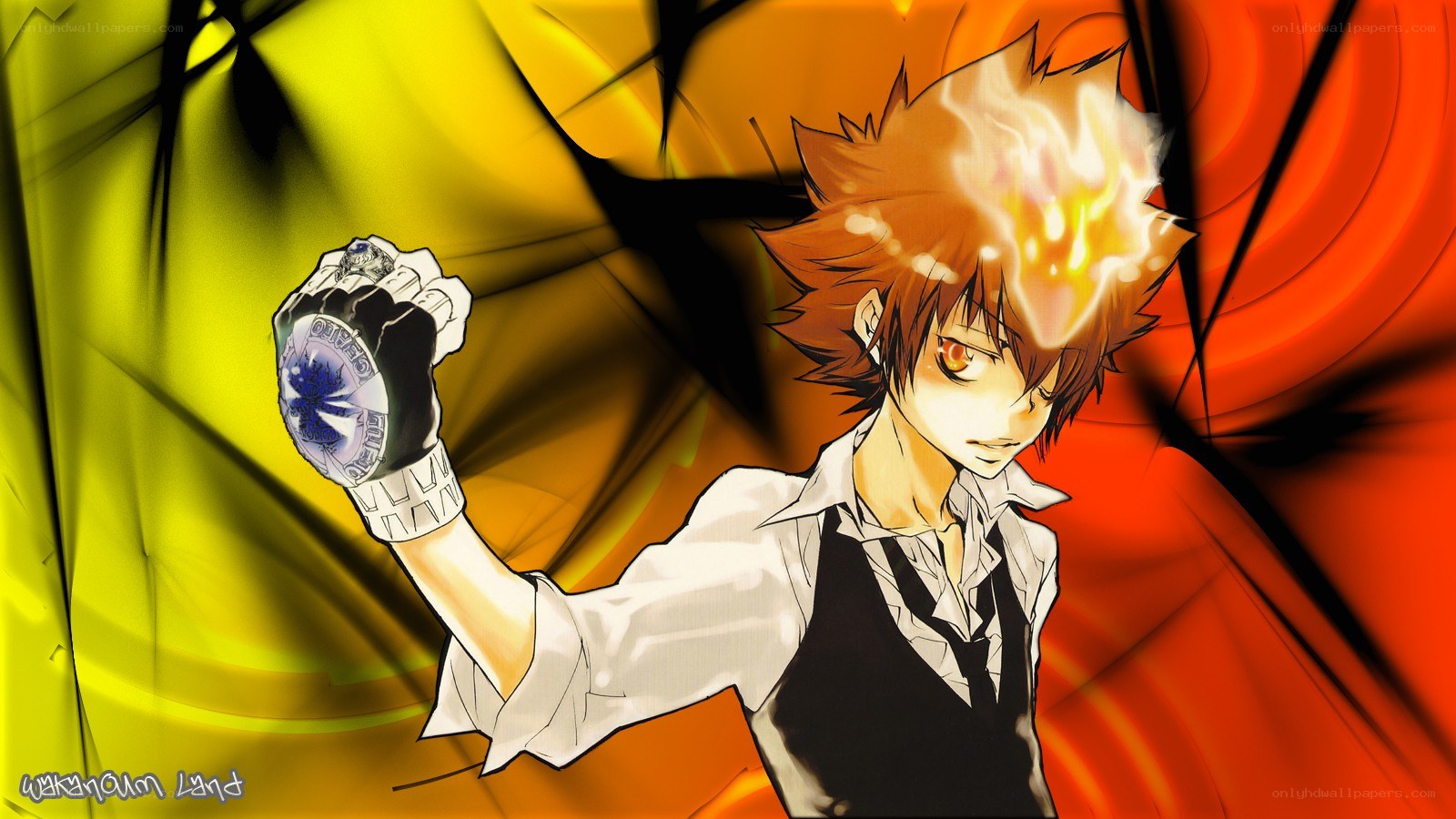 anime character with flame head