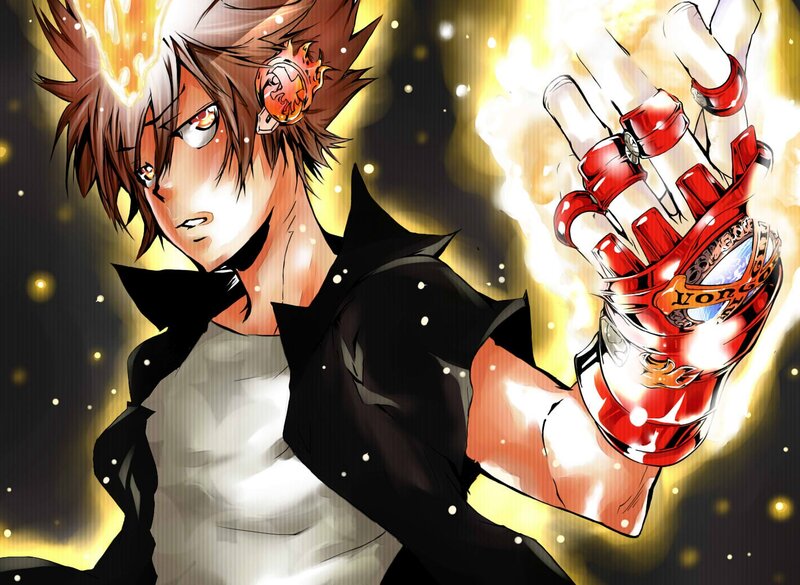 anime character with flame powers