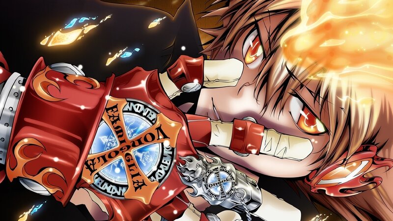 anime character with flames