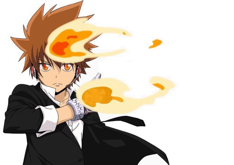 Anime Character with Flames — Black, Dramatic