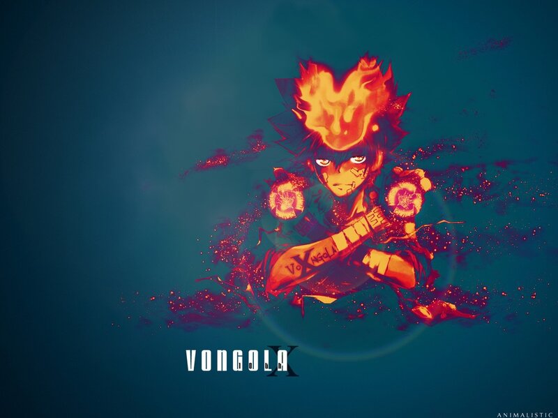 Anime Character with Flames — Blue, Dramatic