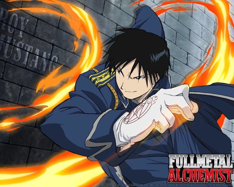 Anime Character with Flames — Blue