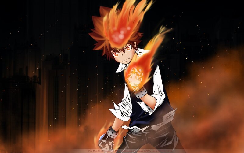 Anime Character with Flames — Orange