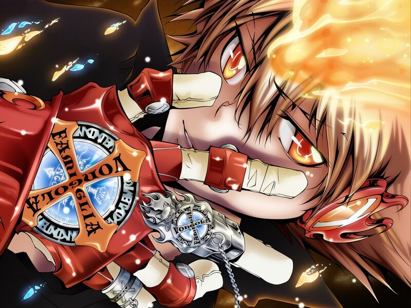 Anime Character with Flames — Red, Dramatic, Manga
