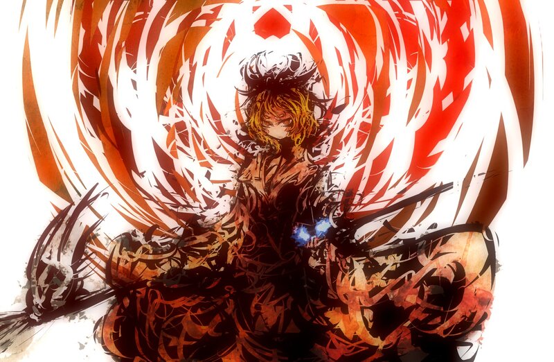 Anime Character with Flames — Red, Dramatic