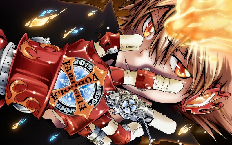 Anime Character with Flames — Red