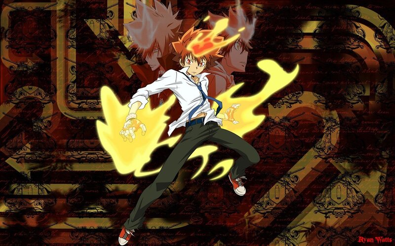 Anime Character with Flames — Yellow