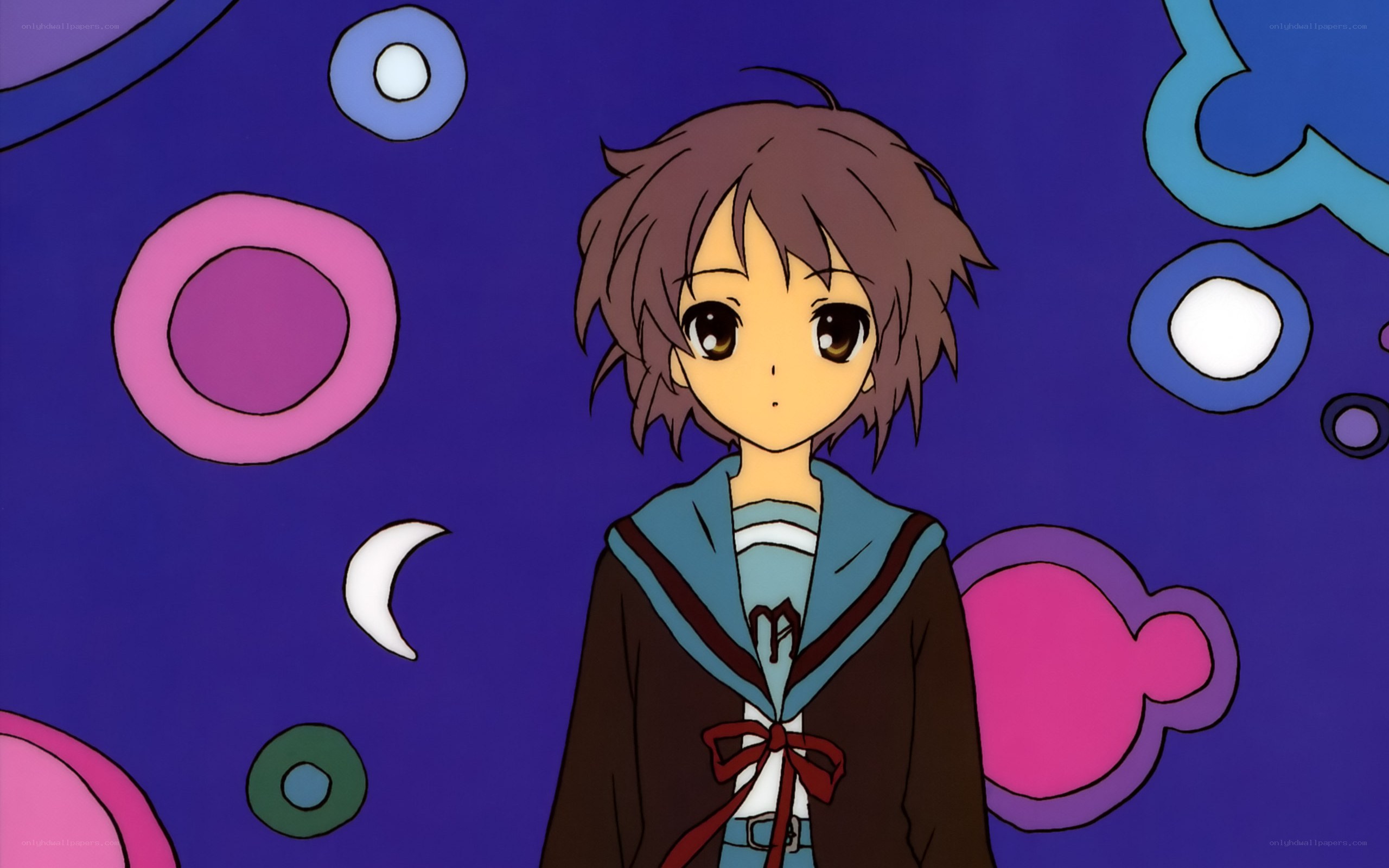 anime character with floating shapes