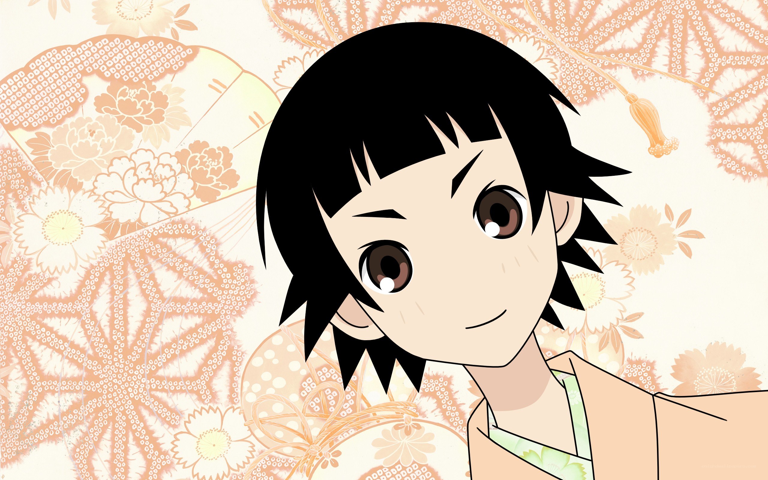 anime character with floral background