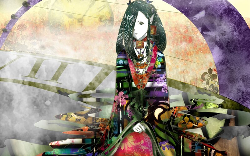 anime character with floral patterns