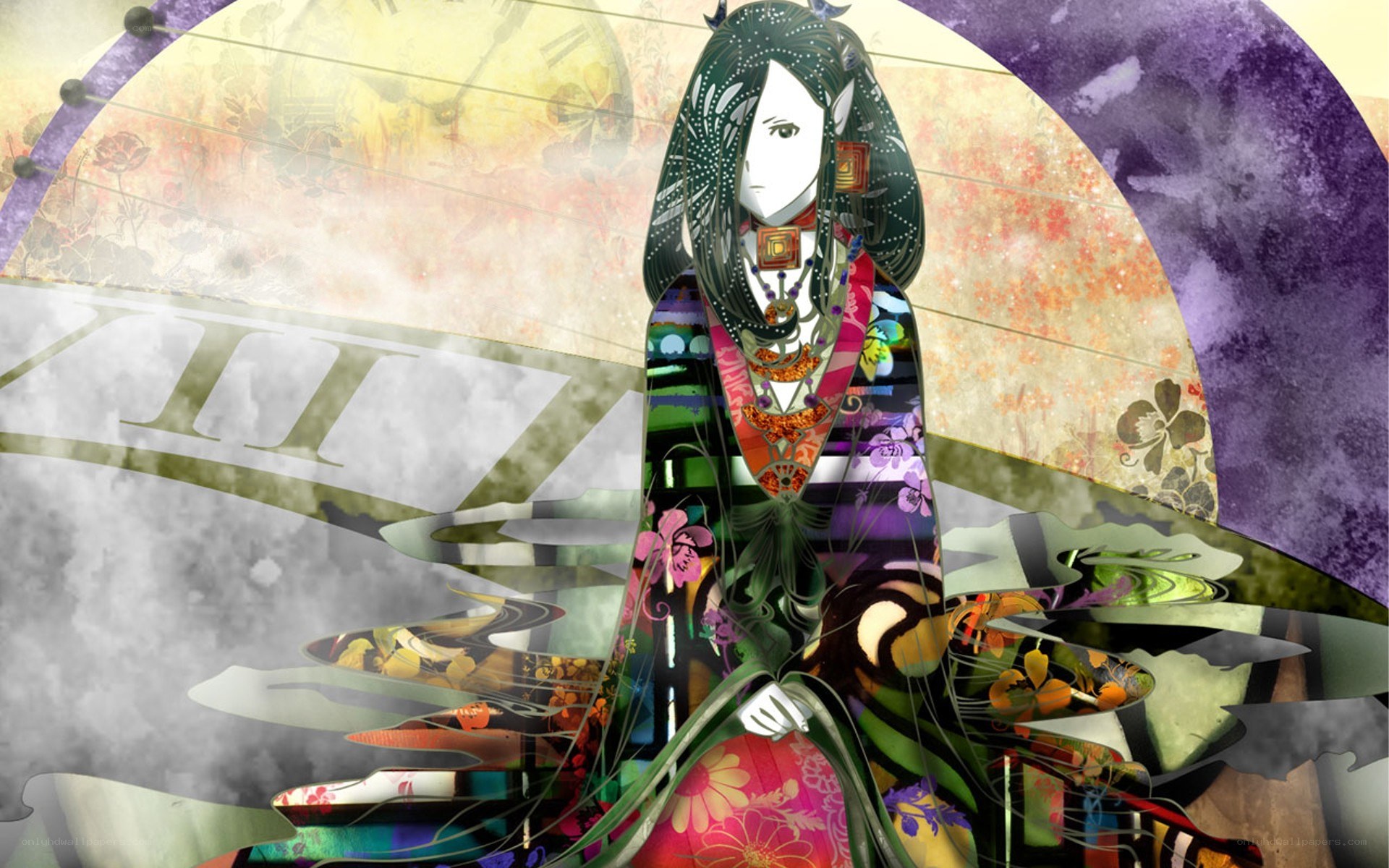 anime character with floral patterns