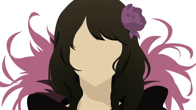 Anime Character with Flower — Black, Calm