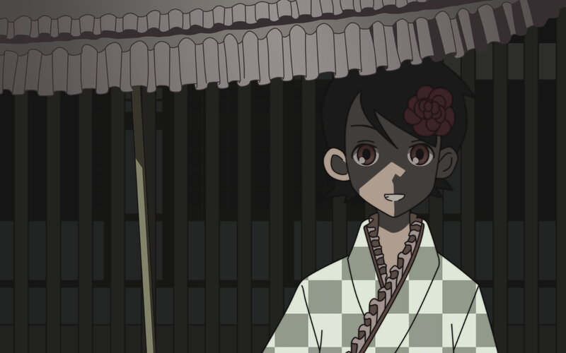 anime character with flower in hair