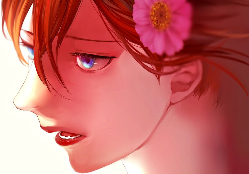 Anime Character with Flower — Pink
