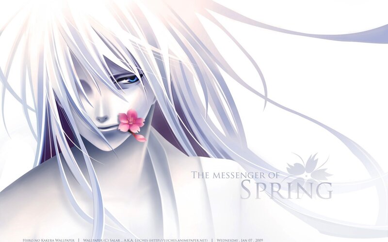 Anime Character with Flower — White
