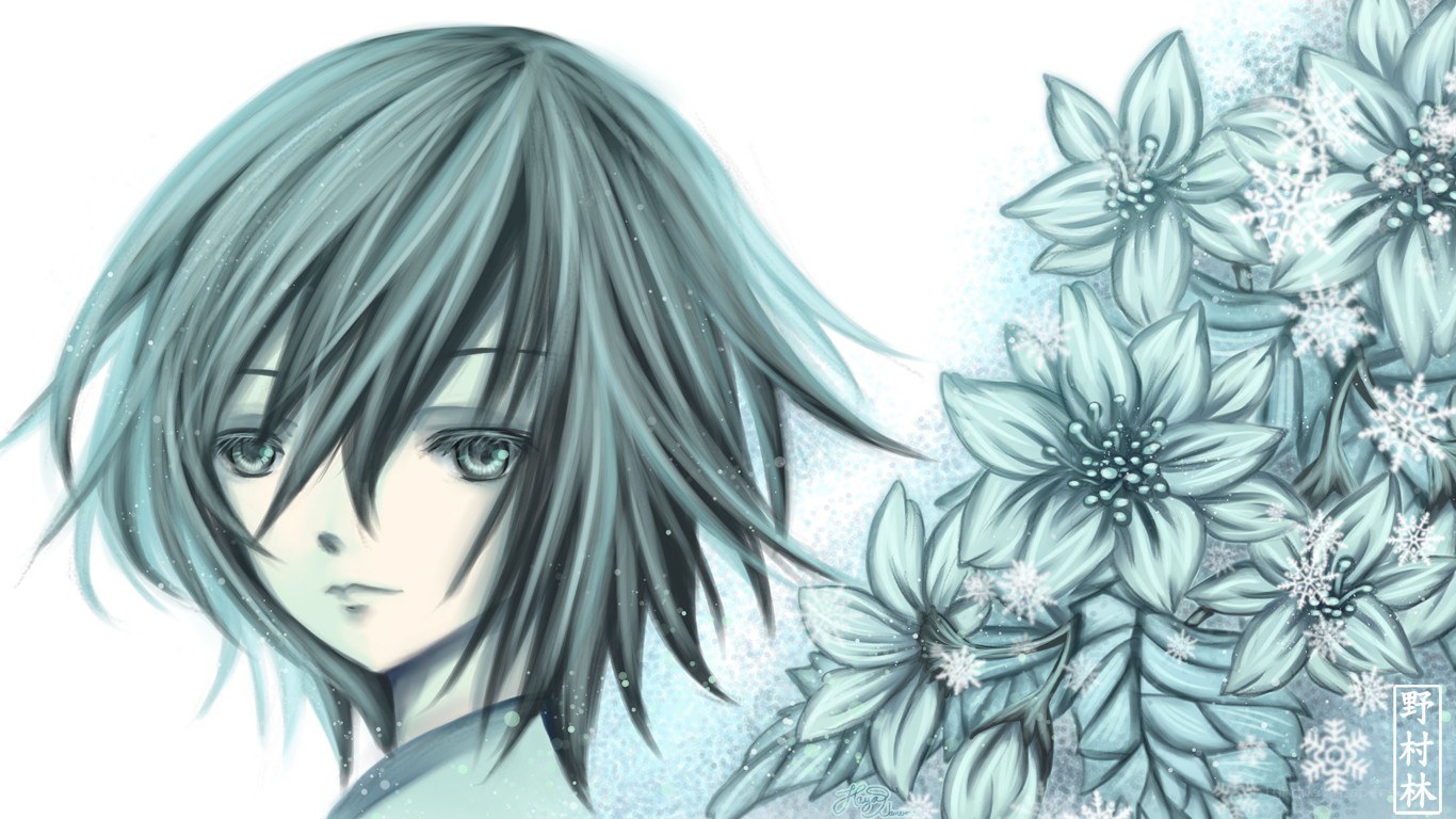 anime character with flowers