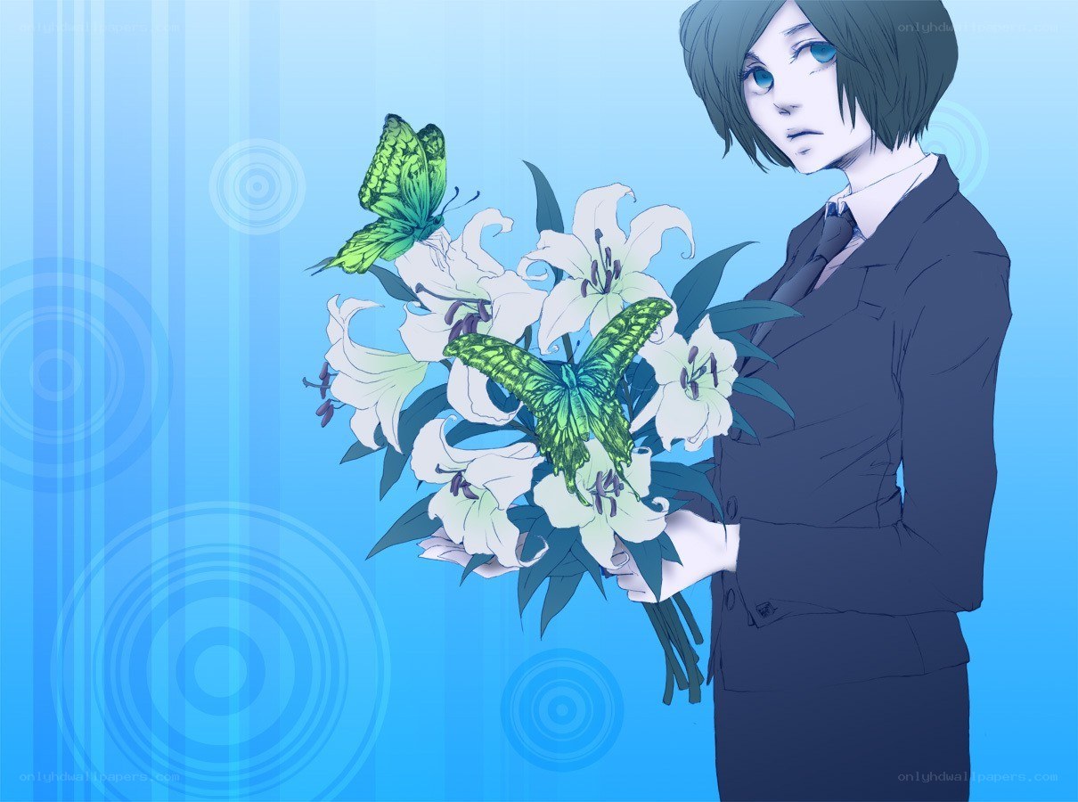 anime character with flowers