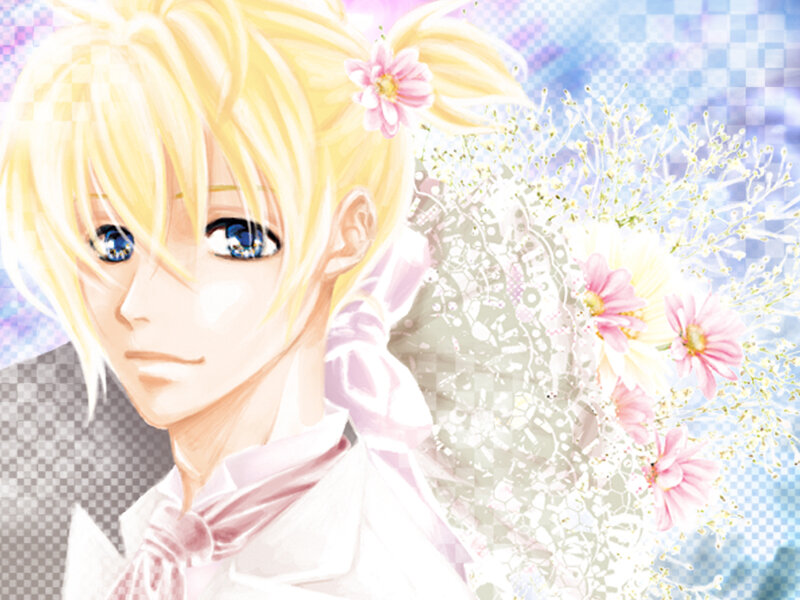 anime character with flowers