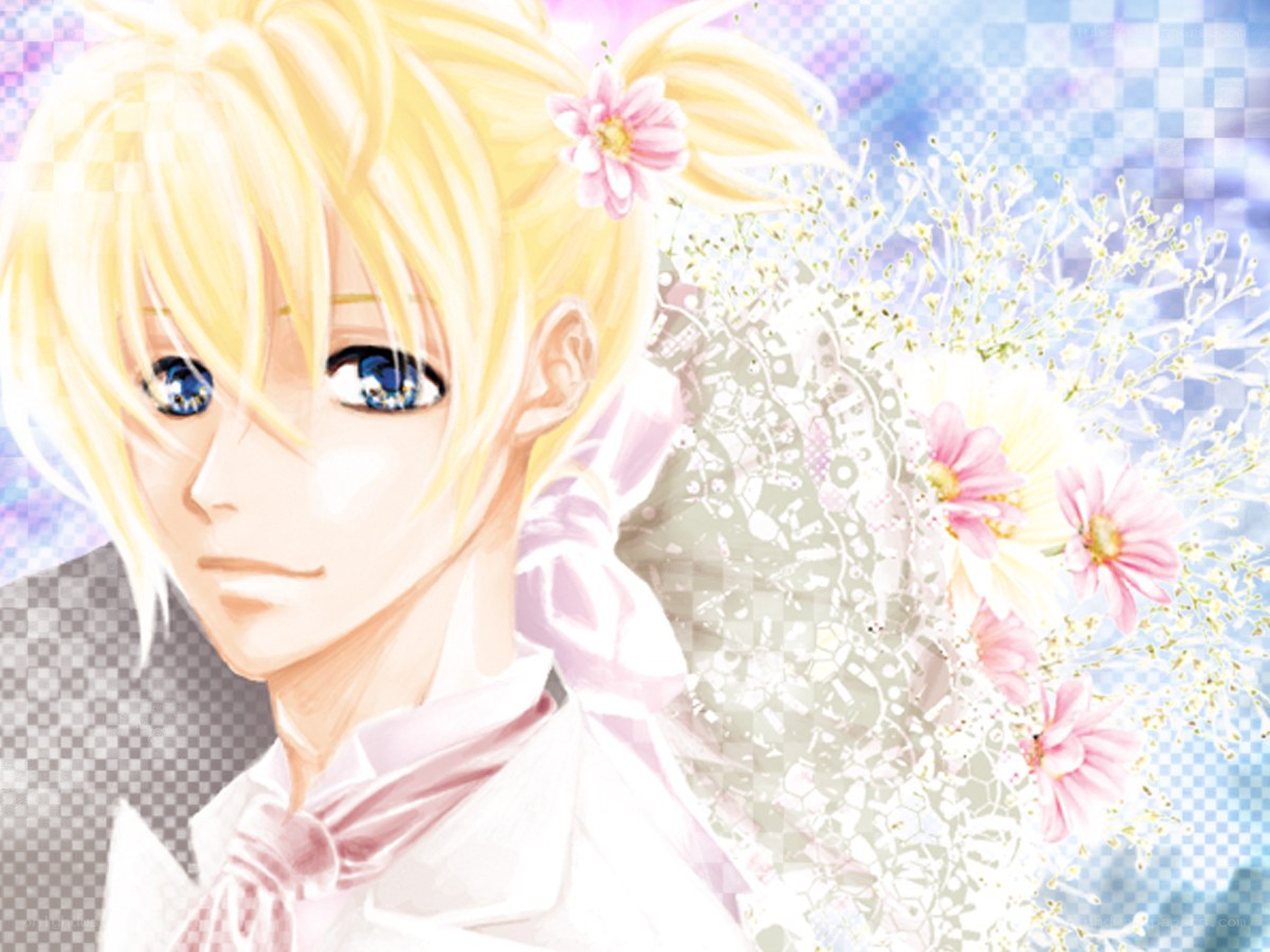 anime character with flowers