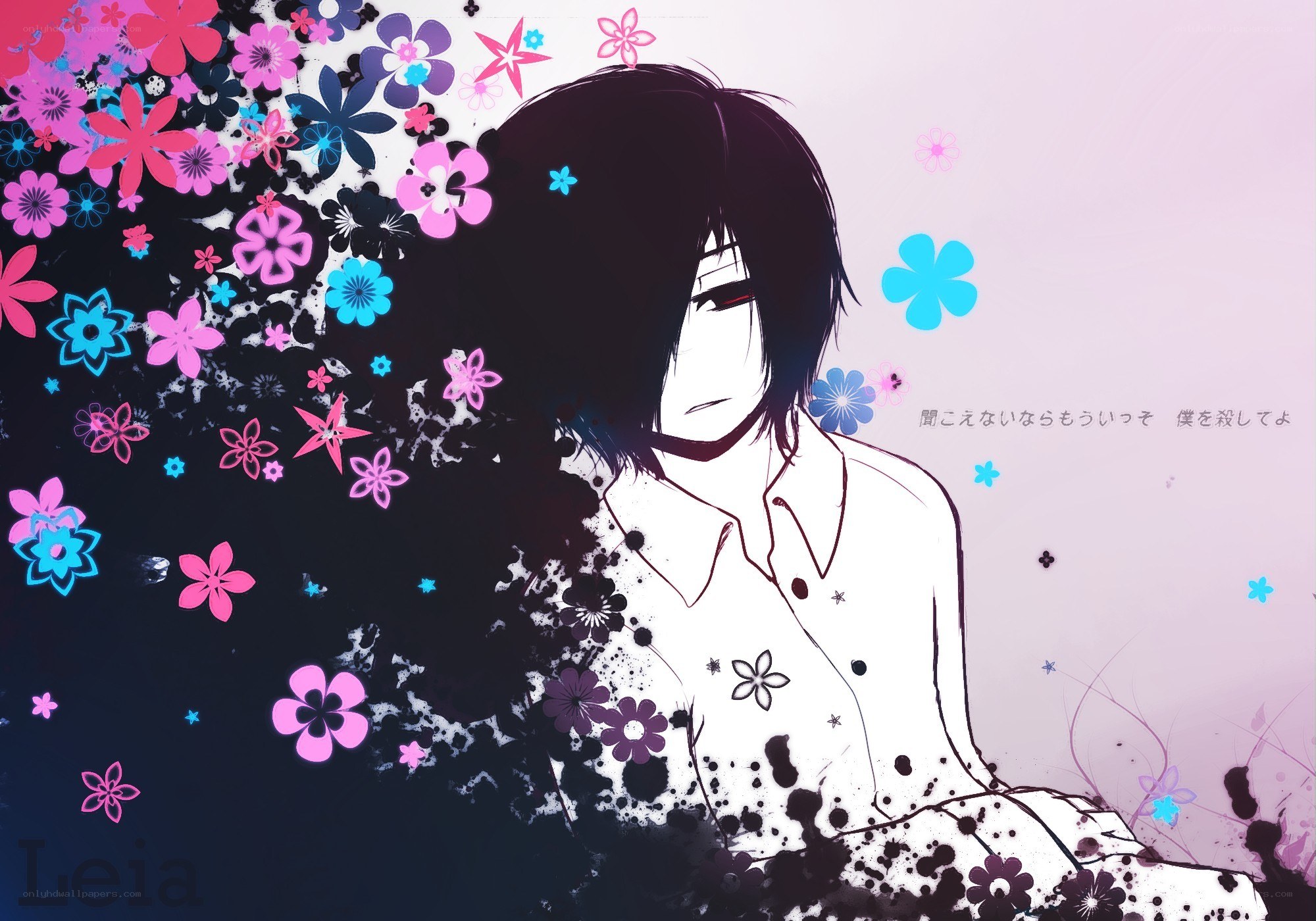 Anime character with flowers