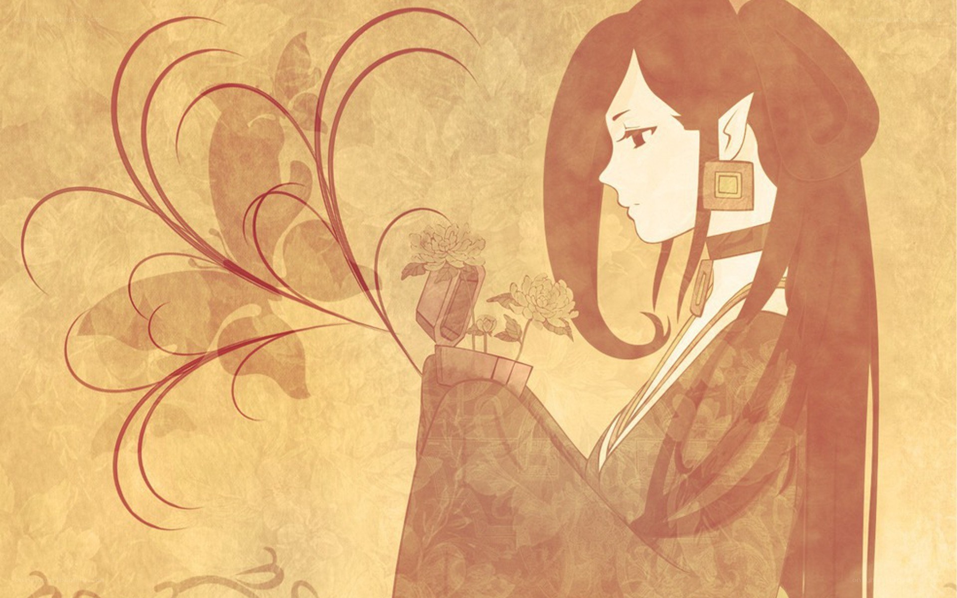 anime character with flowers