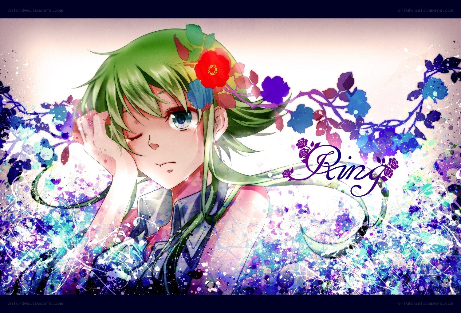anime character with flowers
