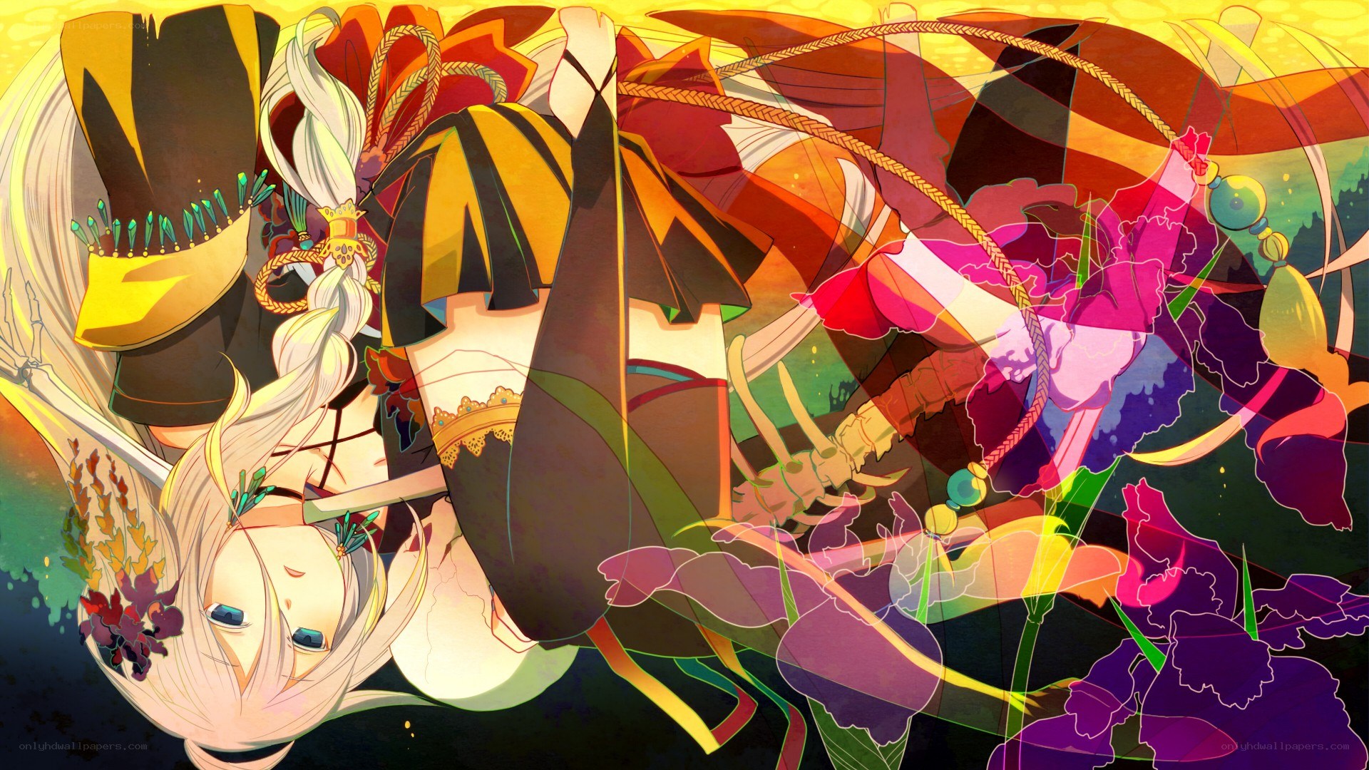 anime character with flowers