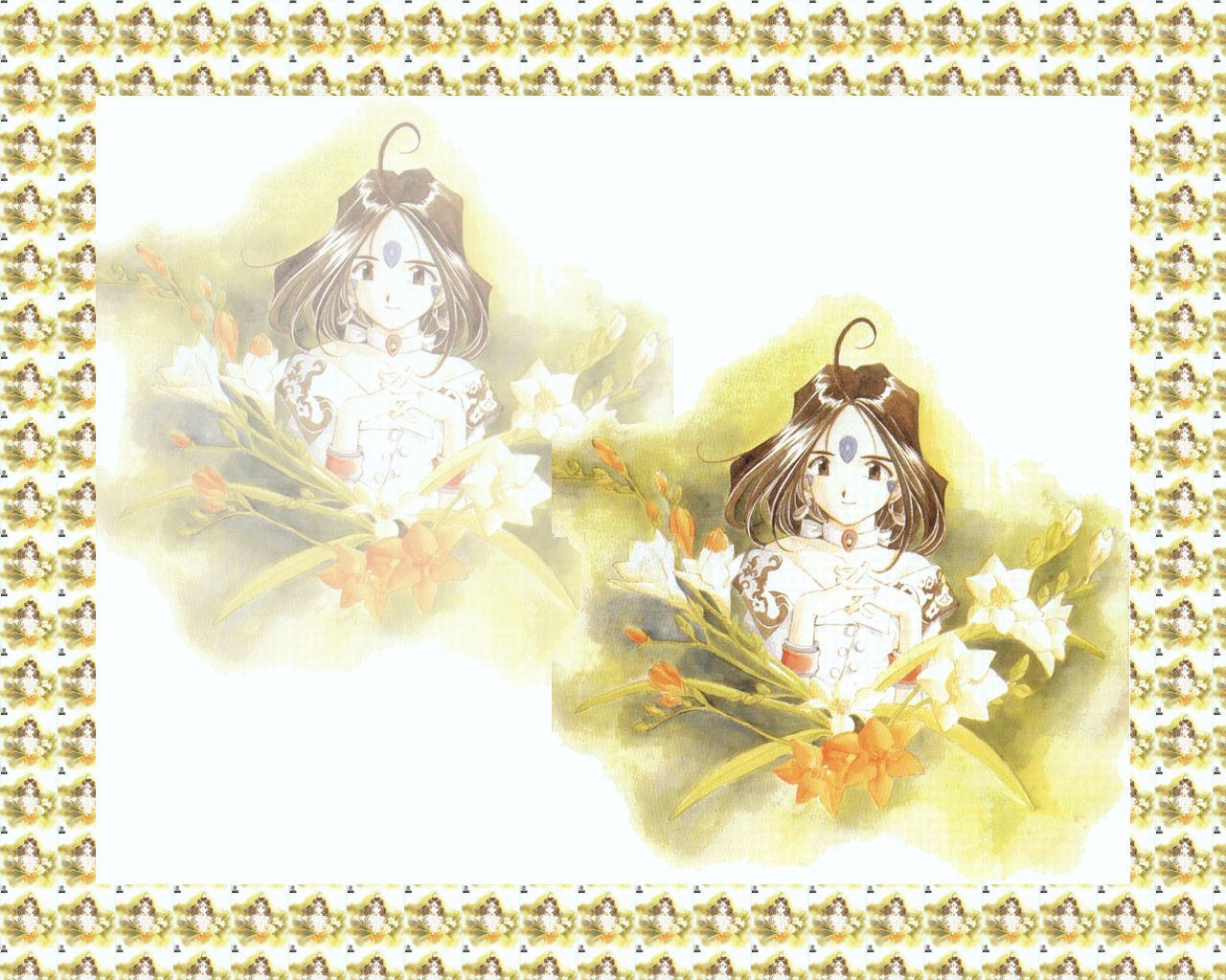 anime character with flowers