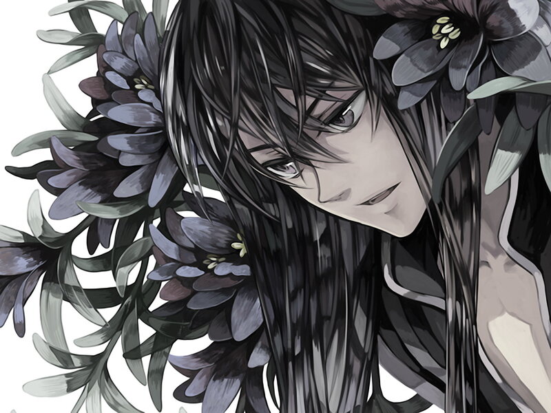 anime character with flowers
