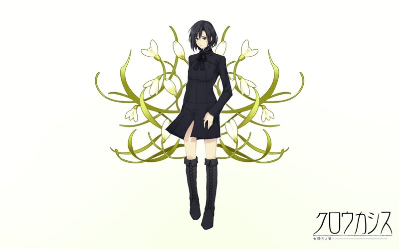Anime Character with Flowers — Black, Calm, Dress