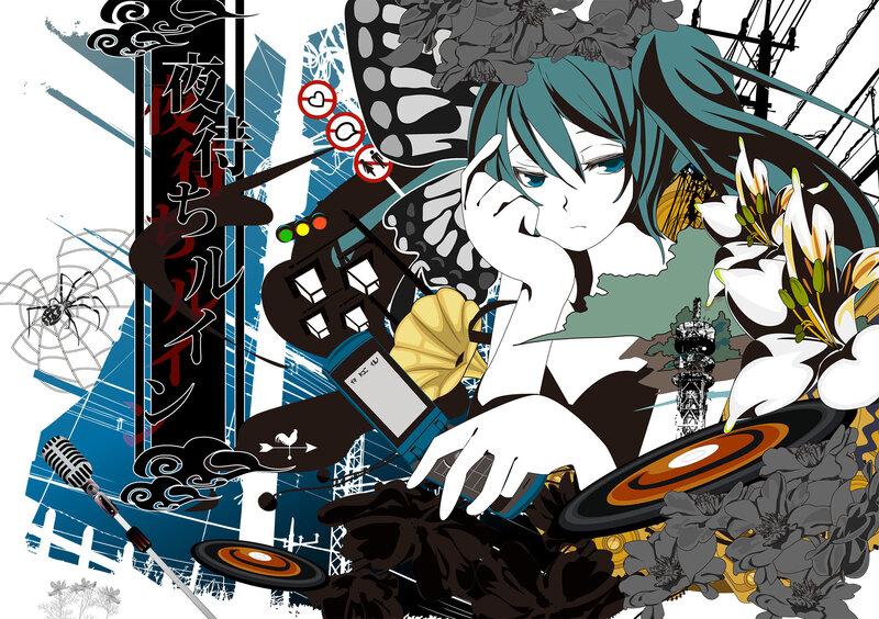 Anime Character with Flowers — Blue, Dramatic