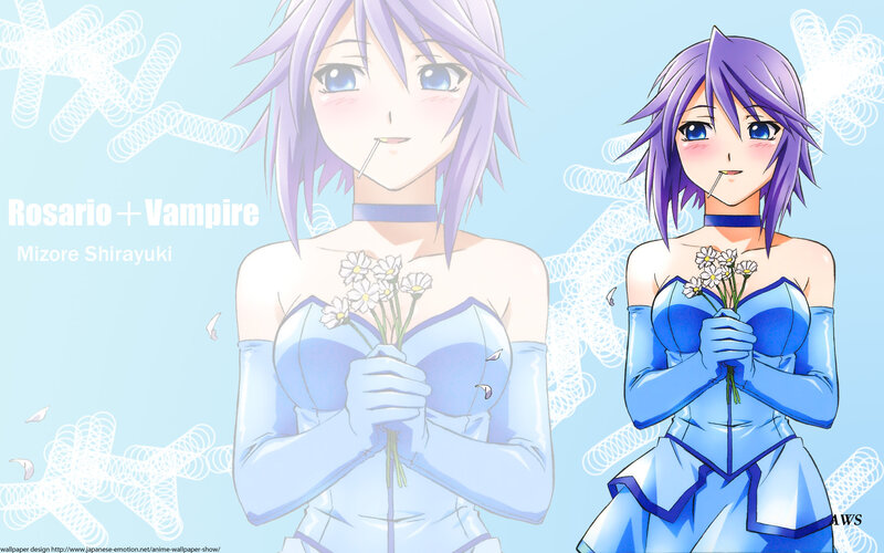 Anime Character with Flowers — Blue, Serene