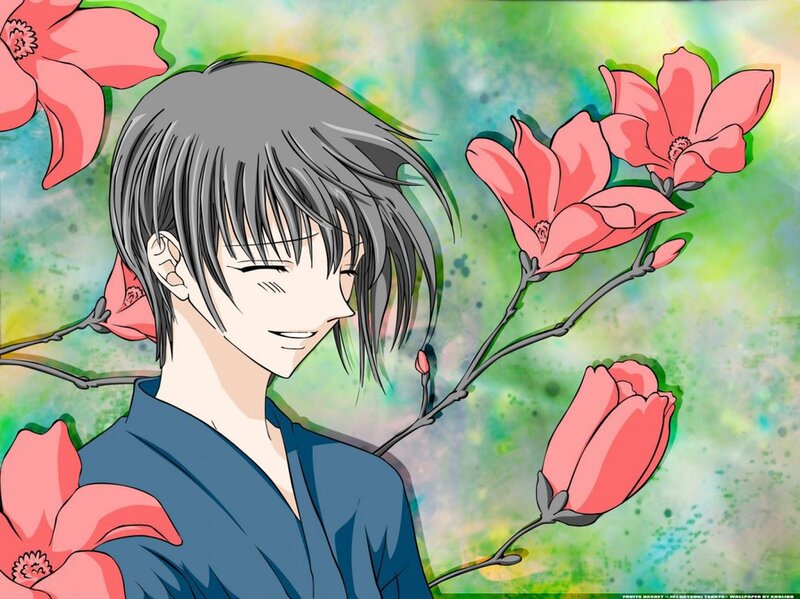 Anime Character with Flowers — Green, Serene