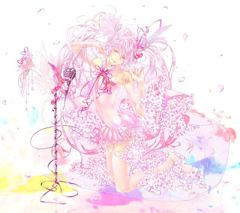 Anime Character with Flowers — Pink, Dreamy, Spring